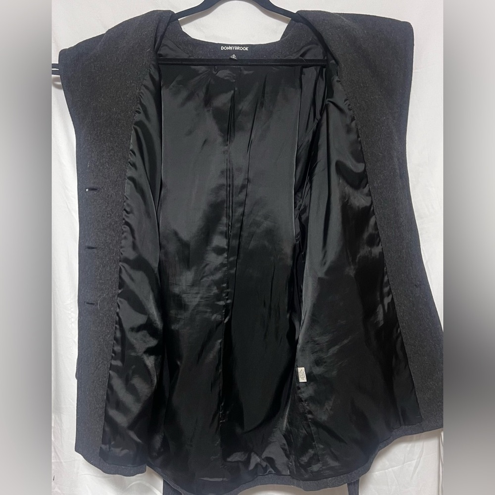 Vintage Donny Brook 100% Wool Pea Coat Trench Belted w/ Hood Winter Classic - Picture 6 of 8